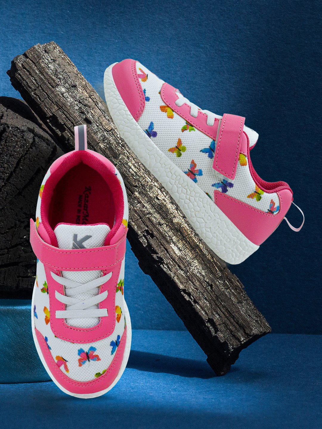 KazarMax KIds White & Pink Printed Walking Shoes