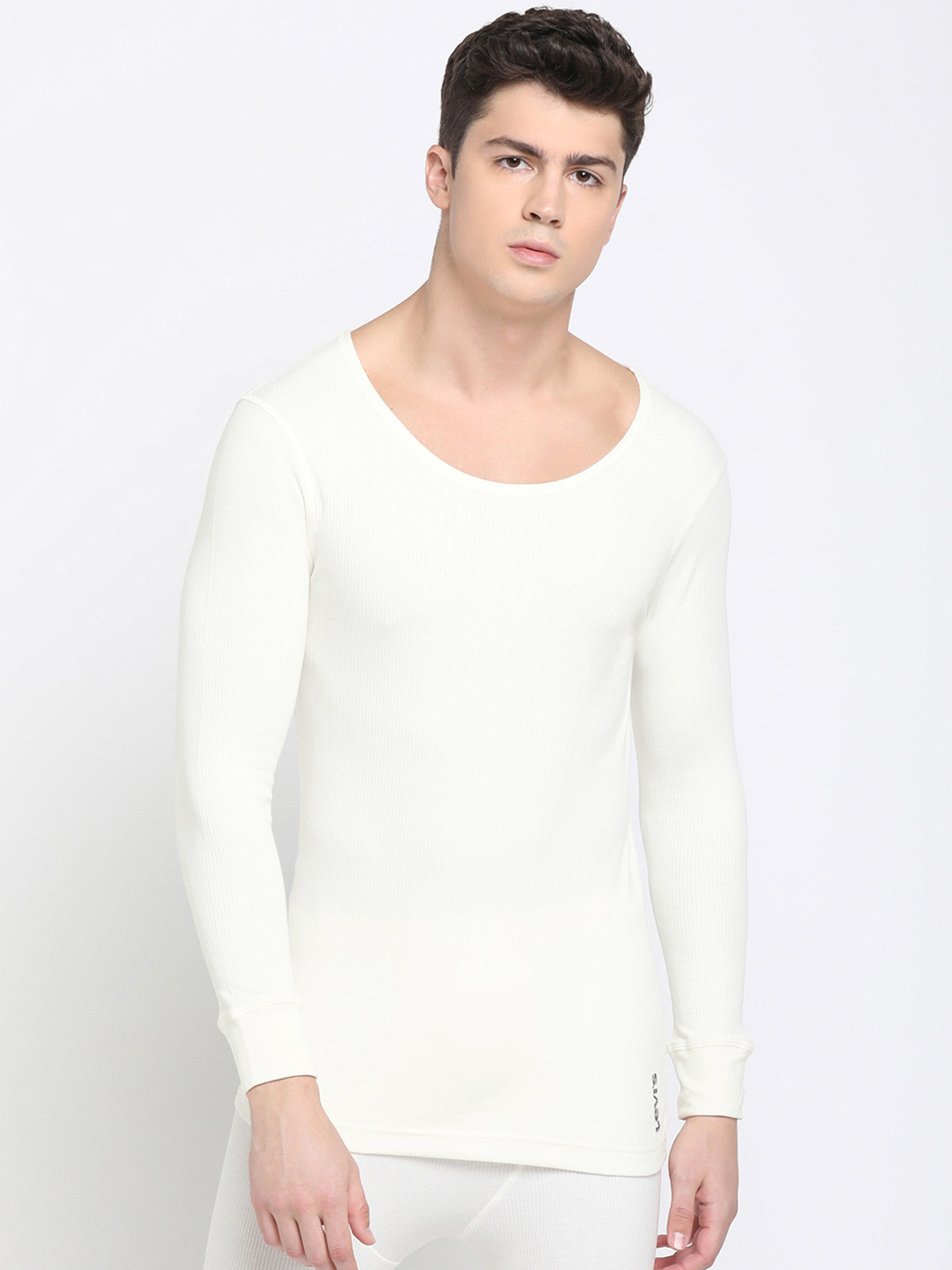 Levi's Men's Round Neck Full Sleeve Regular Fit Thermal Top (White)