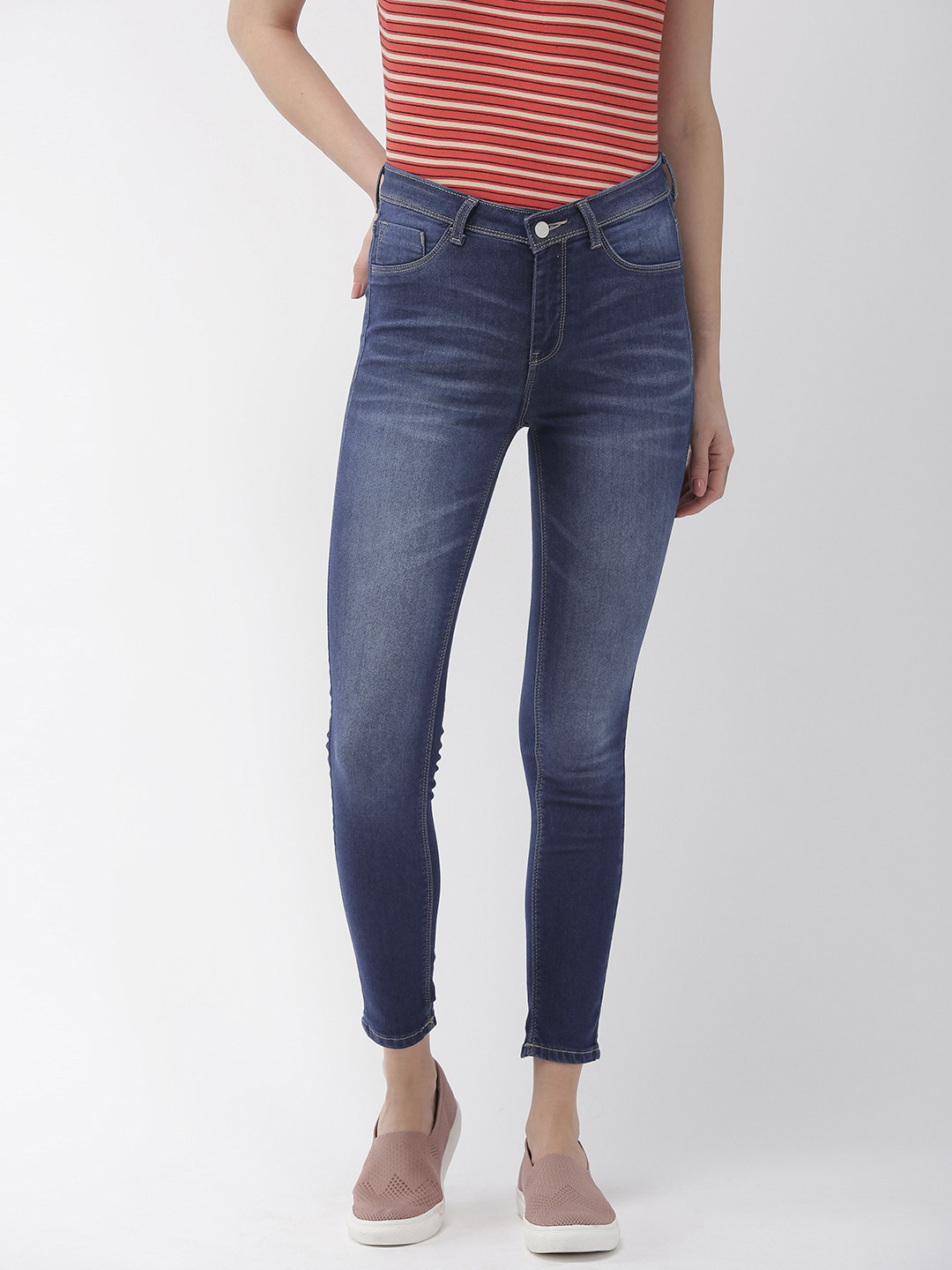 Flying Machine Women Blue Betty Straight Fit Mid-Rise Clean Look Stretchable Jeggings