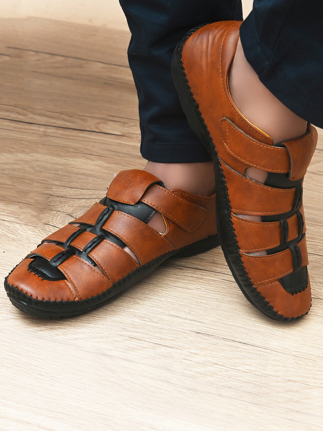 Prolific Men Tan Brown Shoe-Style Sandals