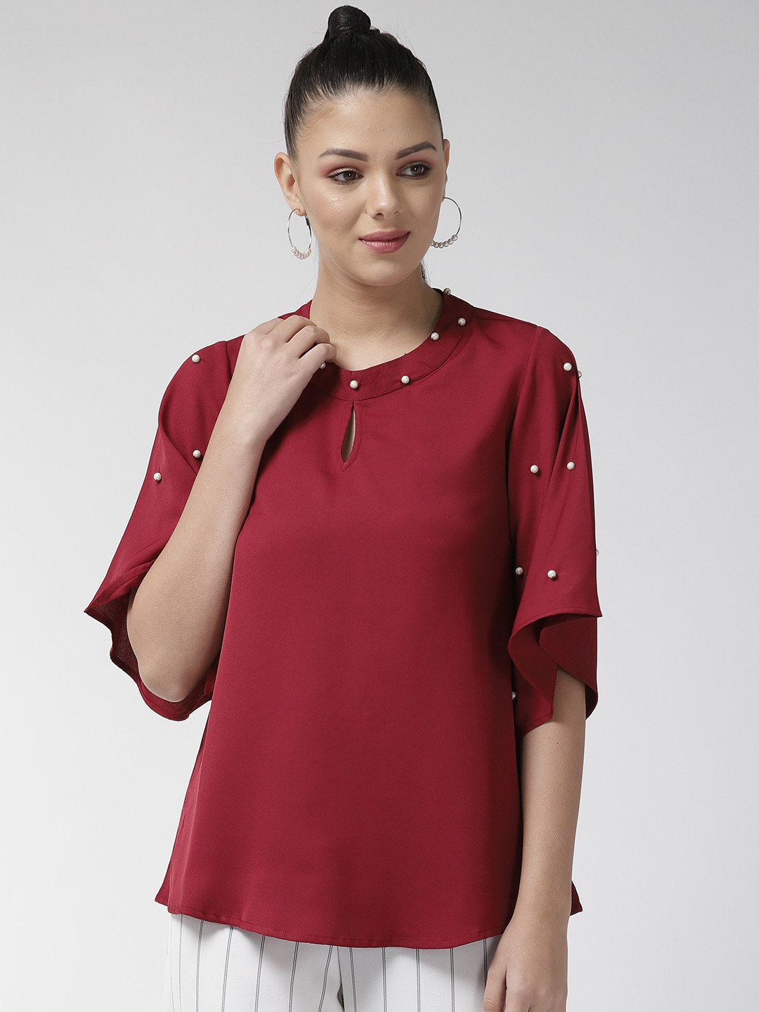 Antheaa Women Maroon Solid Top
