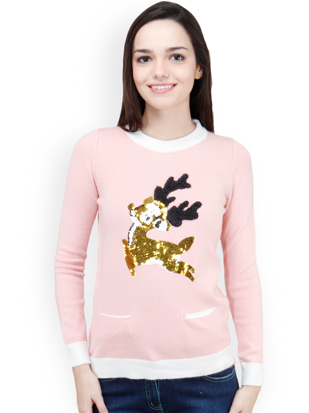 Camey Pink Printed Sweater