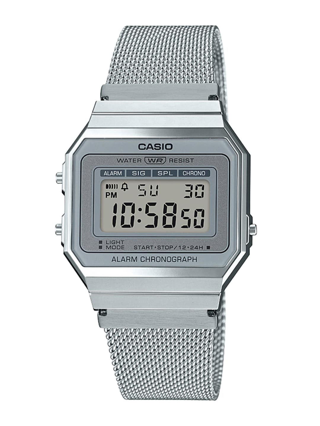 CASIO Vintage A700WM-7ADF Silver Digital Dial Silver Stainless Steel Mesh Band D170