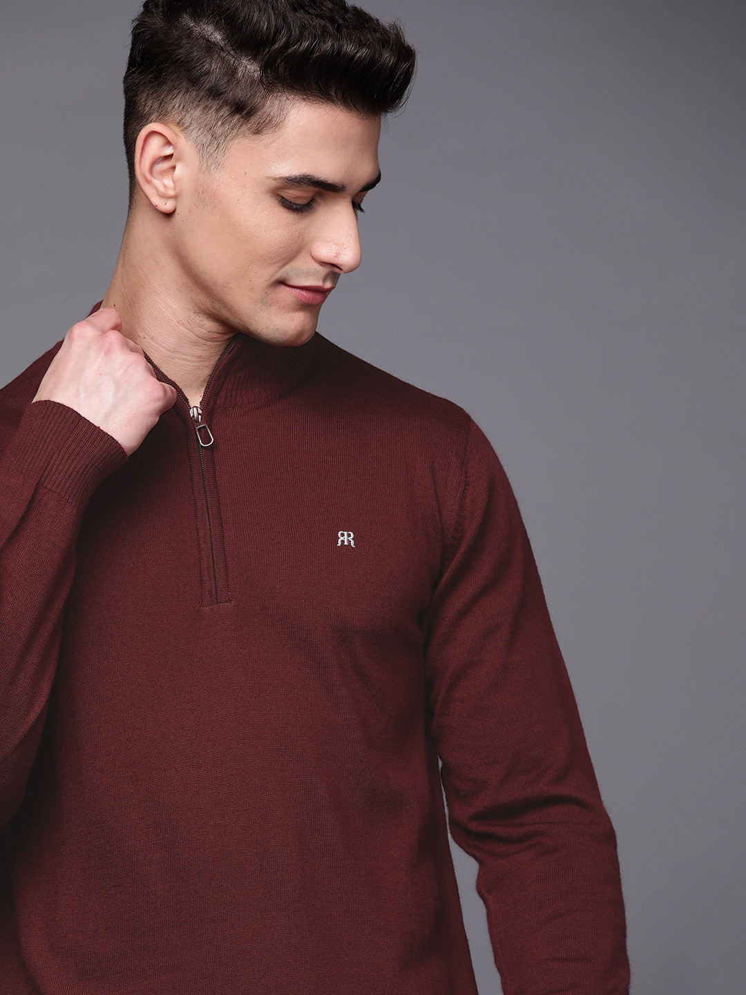 Maroon Sweater Raymond Men's Sweater Raymond Men Maroon Solid