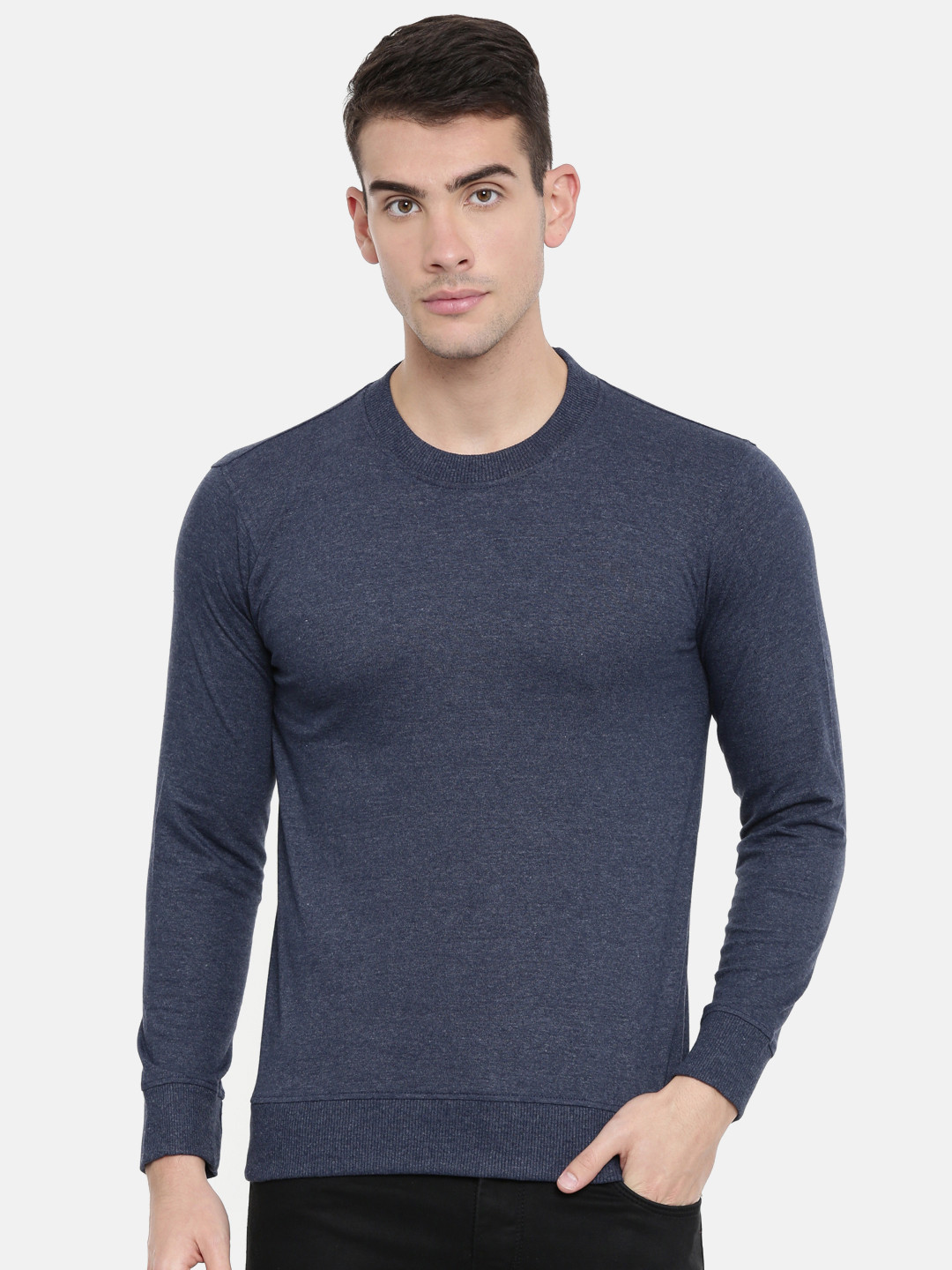 ARISE Men Navy Blue Solid Lightweight Pullover Sweatshirt