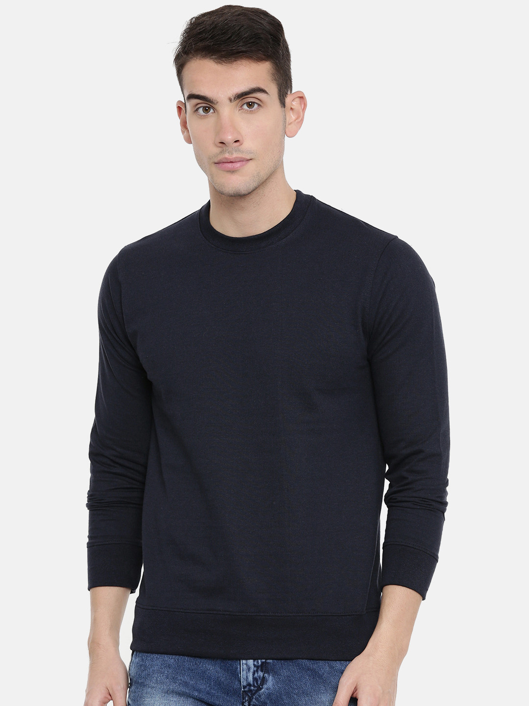 ARISE Men Navy Blue Solid Sweatshirt