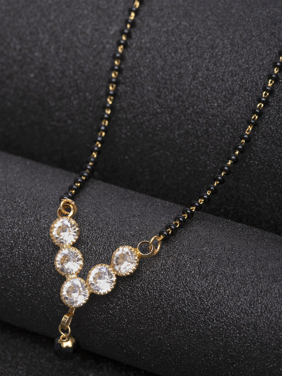 PANASH Women Gold-Plated Solitaire & Cubic-Zirconia Studded Mangalsutra