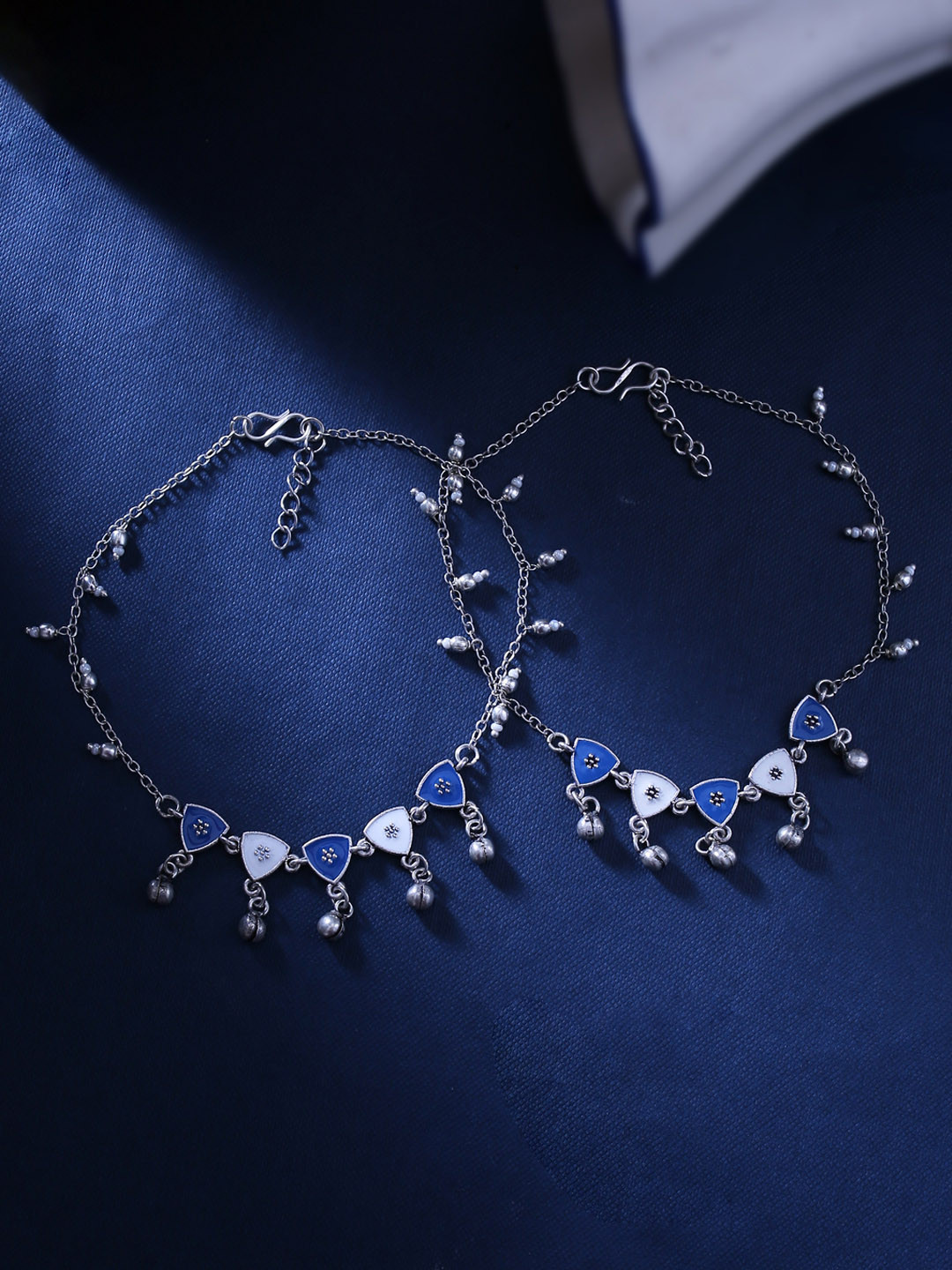 Voylla Women Silver-Toned Oxidised Anklet
