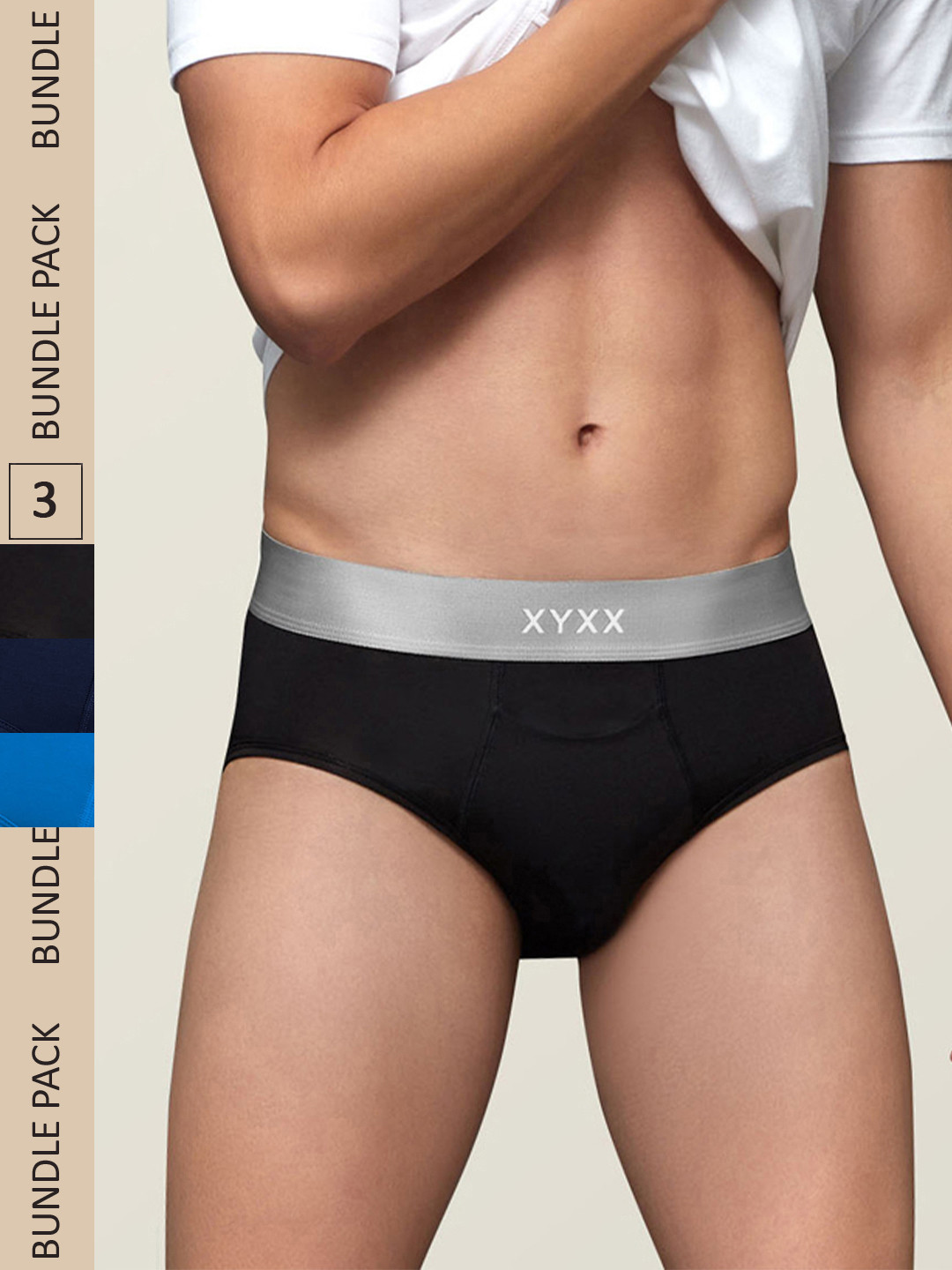 XYXX Men IntelliSoft Antimicrobial Micro Modal Pack of 3 Dualist Briefs XYBRF3PCKN363