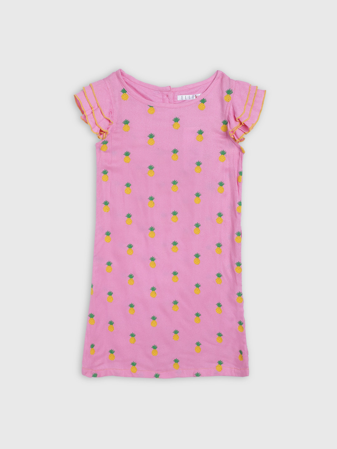 ELLE Girls Printed Pink Fit and Flare Dress