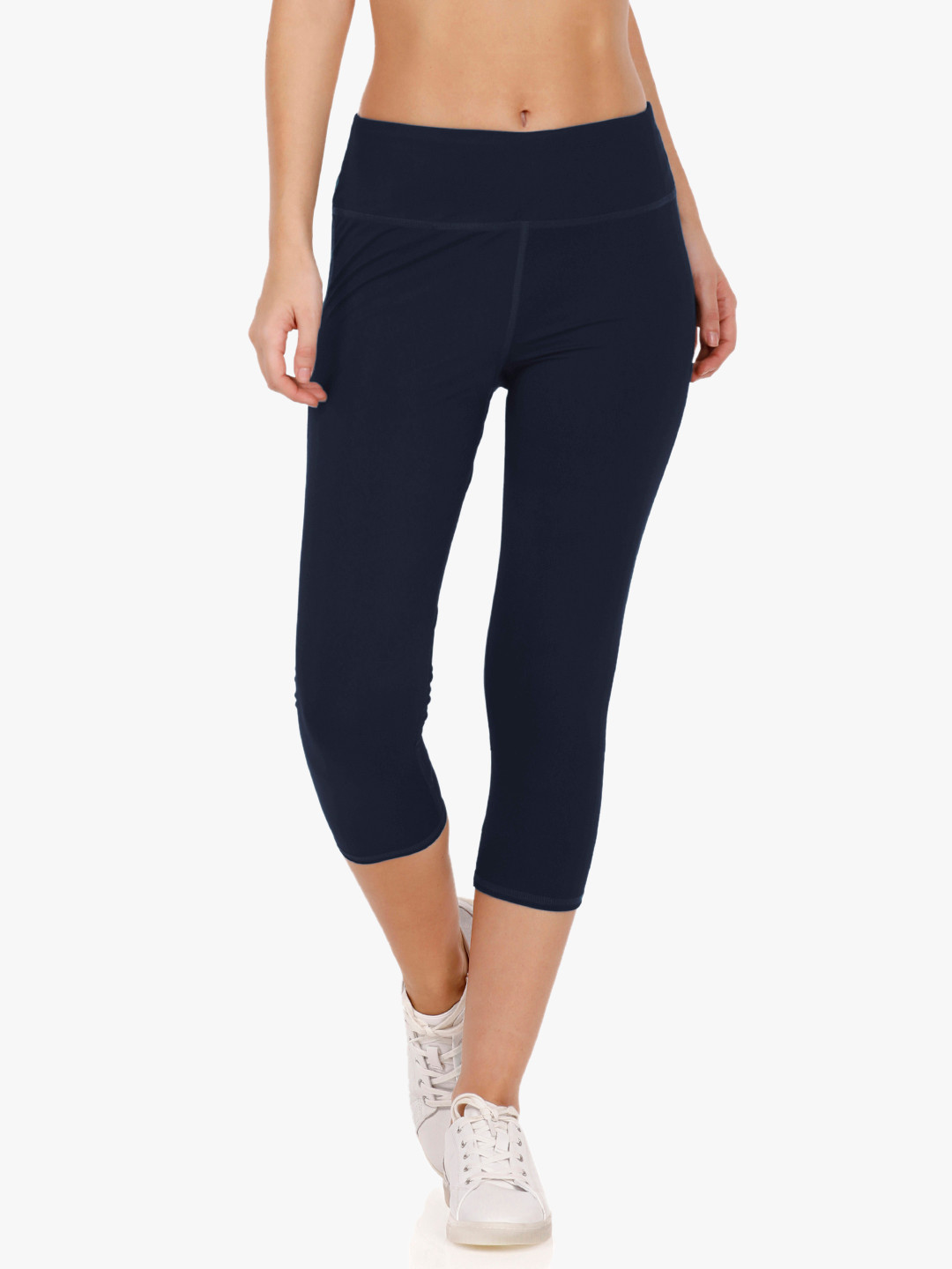 Amante Women Navy Blue Solid Slim Fit Capris