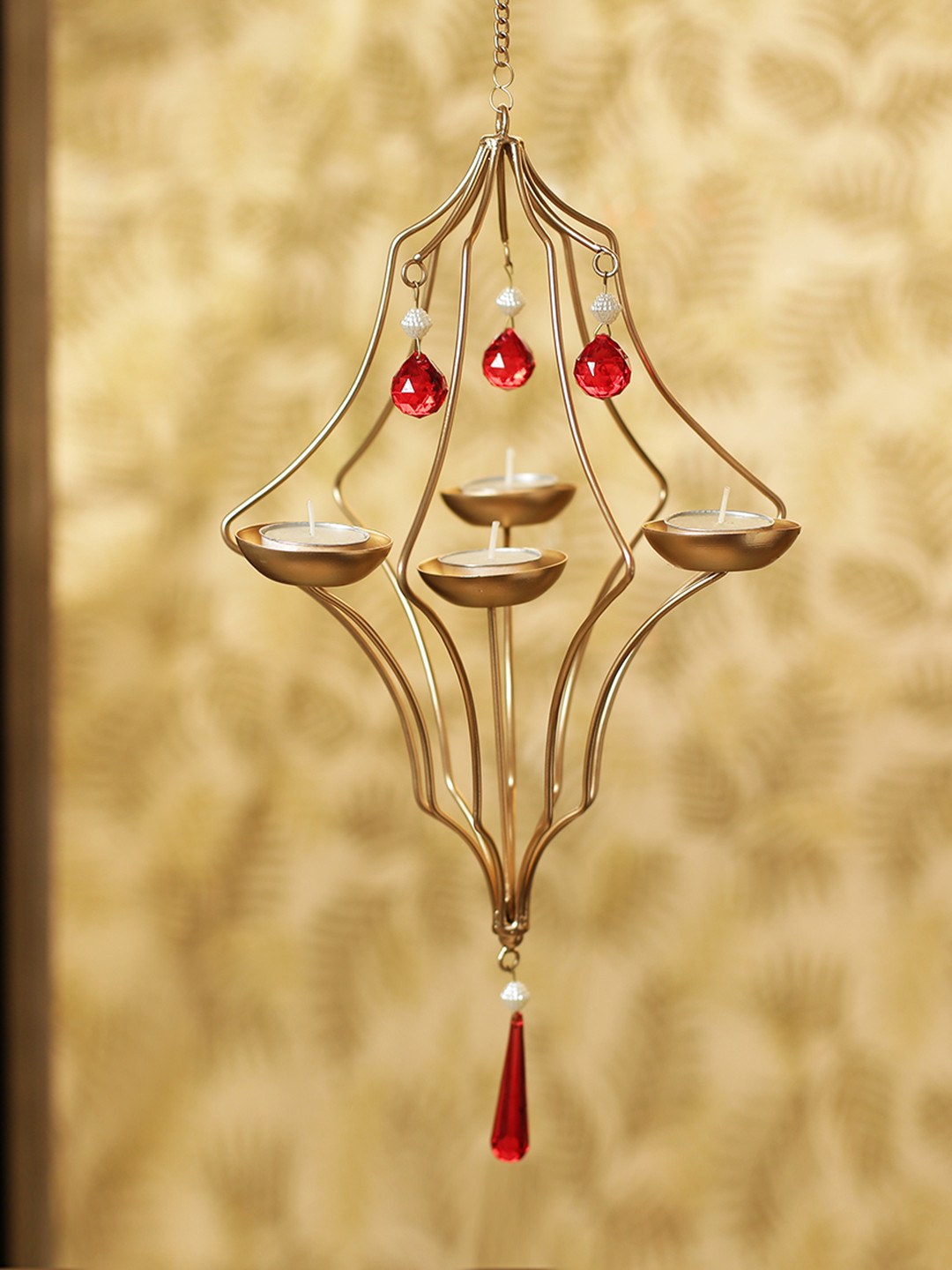 ExclusiveLane Gold-Toned Handpainted Candle Holder