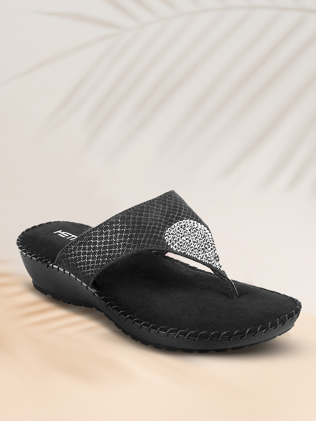 Metro Women Black Embellished Heels