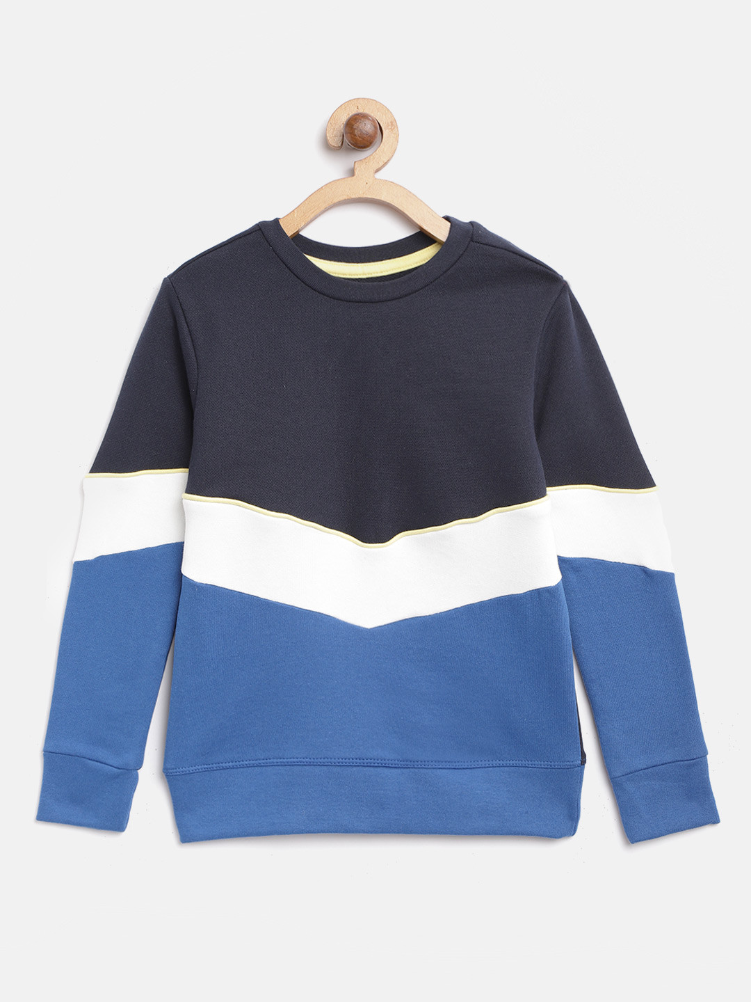 Nauti Nati Boys Blue & White Colourblocked Sweatshirt