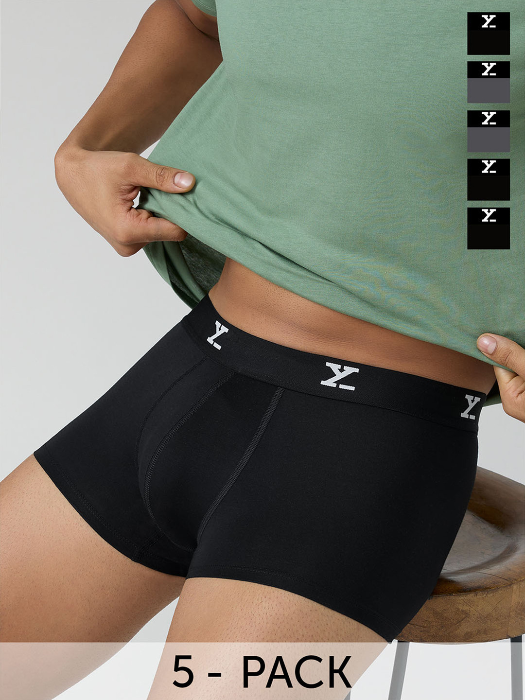 XYXX Men Solid Pack Of 5 ACE IntelliSoft Modal XYTRNK5PCKN97