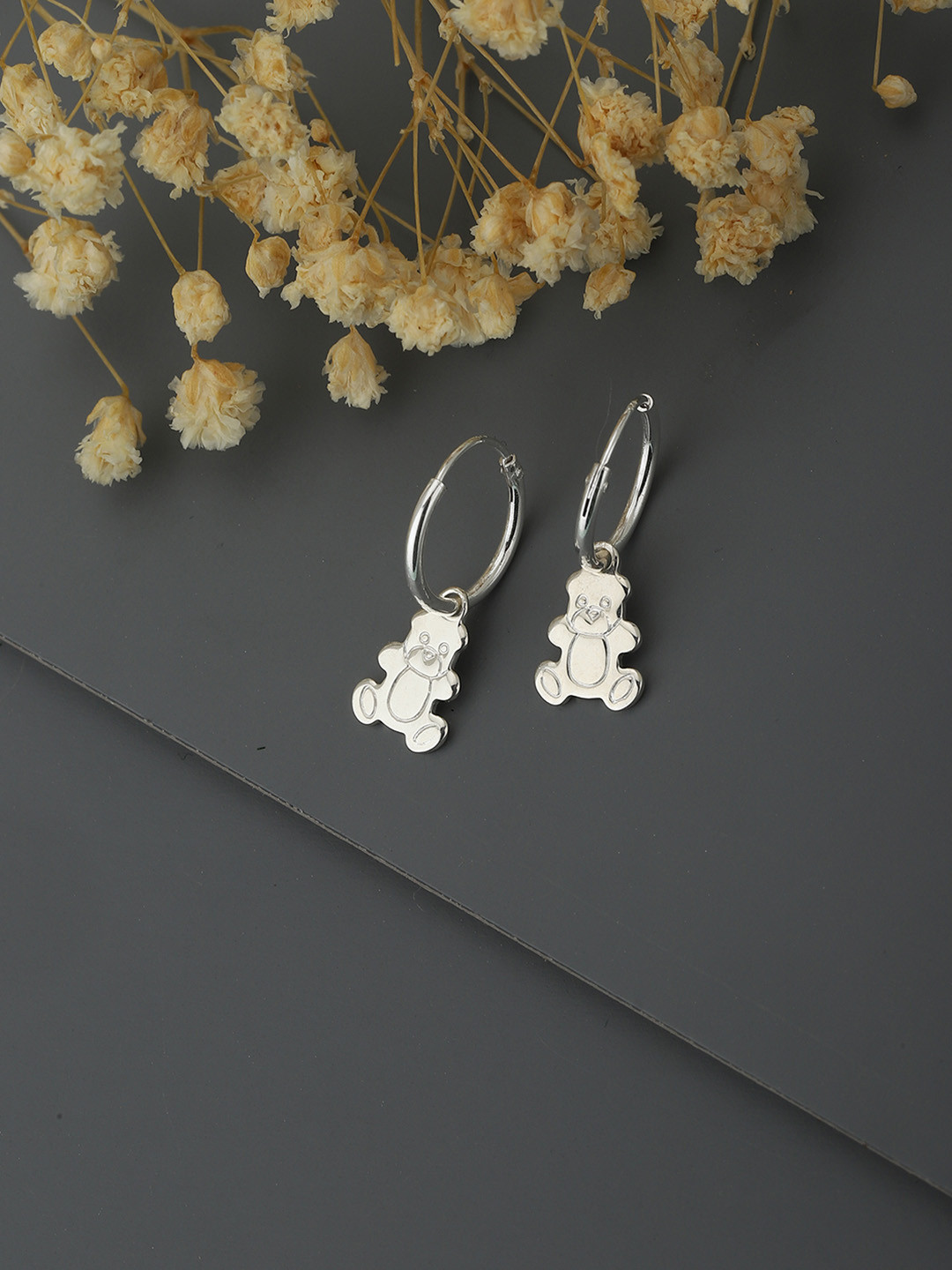 Carlton London 925 Sterling Silver Rhodium-Plated Teddy Drop Earrings