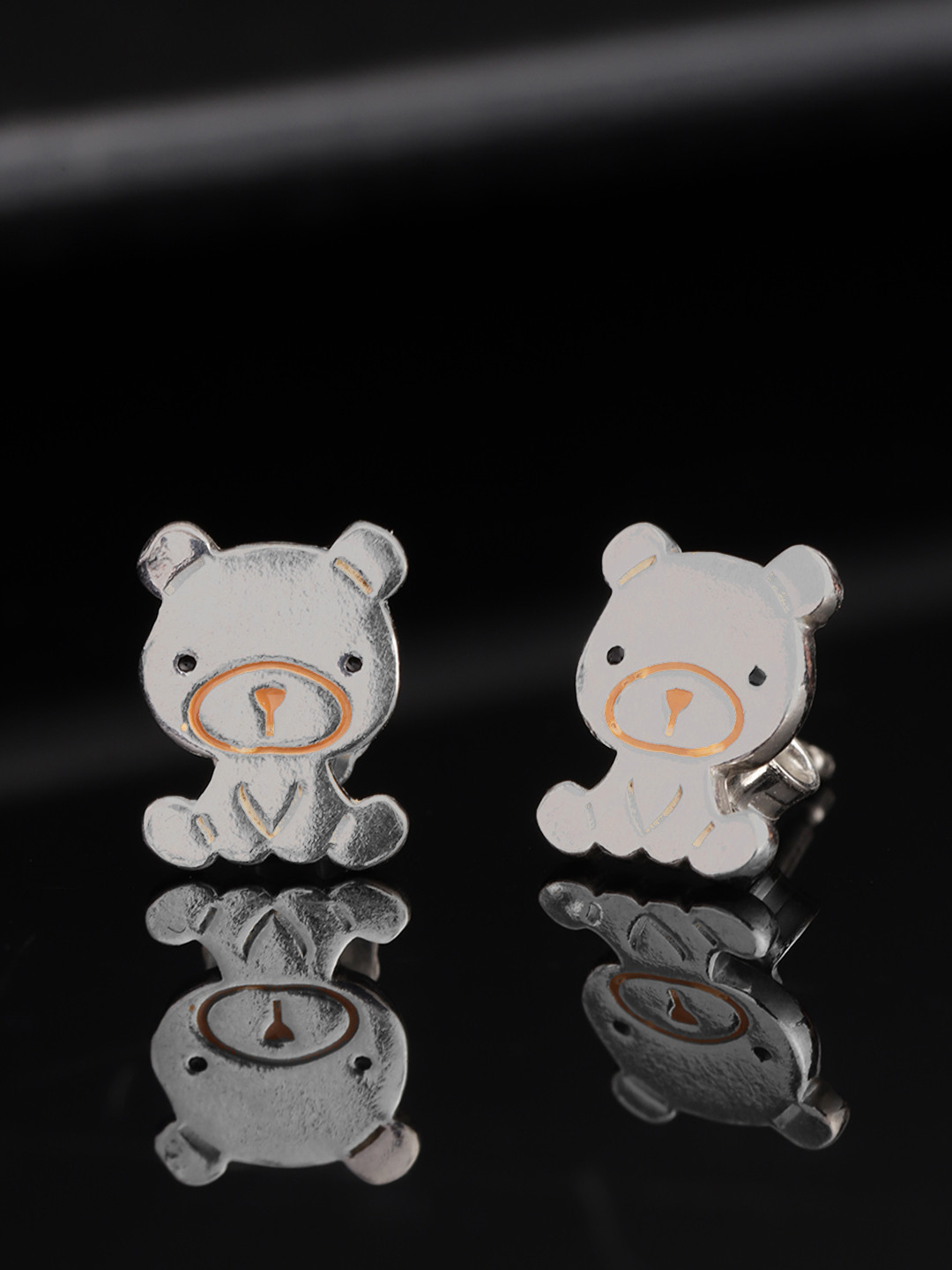 Carlton London 925 Sterling Silver Rhodium-Plated Enamelled Quirky Studs