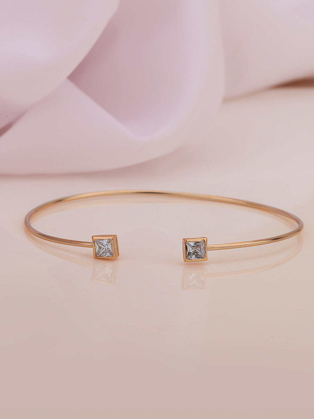 Carlton London Rose Gold-Plated CZ Studded Cuff Bracelet