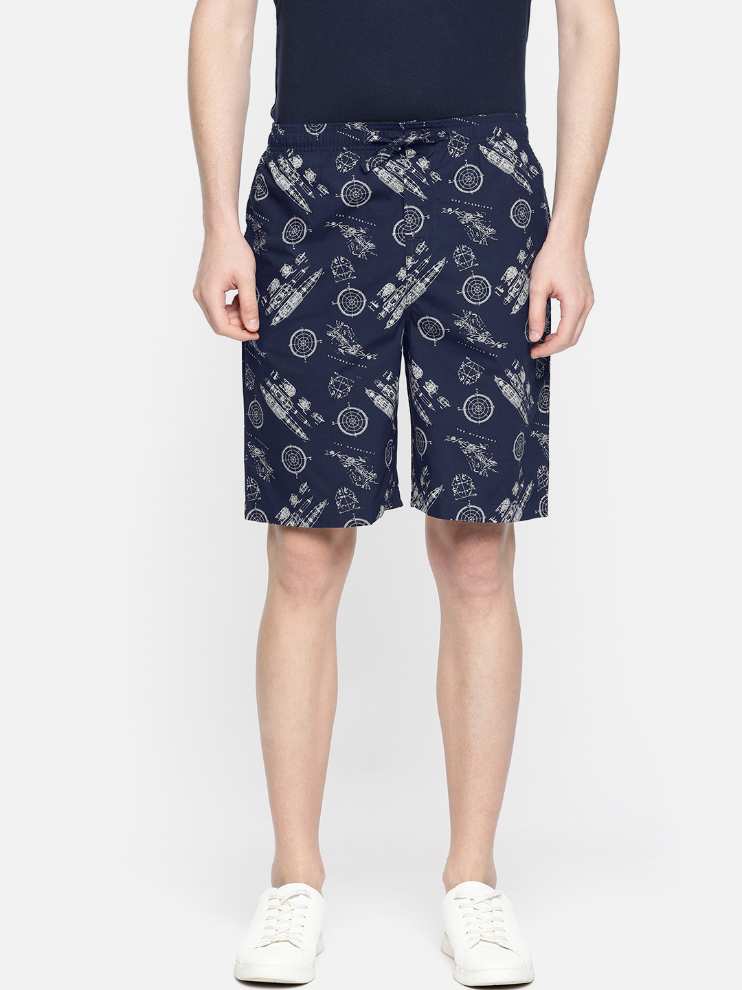 Van Heusen Innerwear Athleisure Men Printed Soft Suede Touch Functional Pocket Shorts