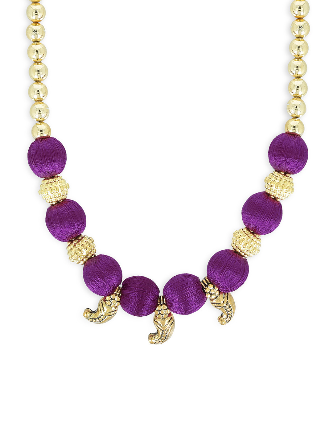 AKSHARA Girls Gold-Toned & Purple Synthetic Handcrafted Necklace