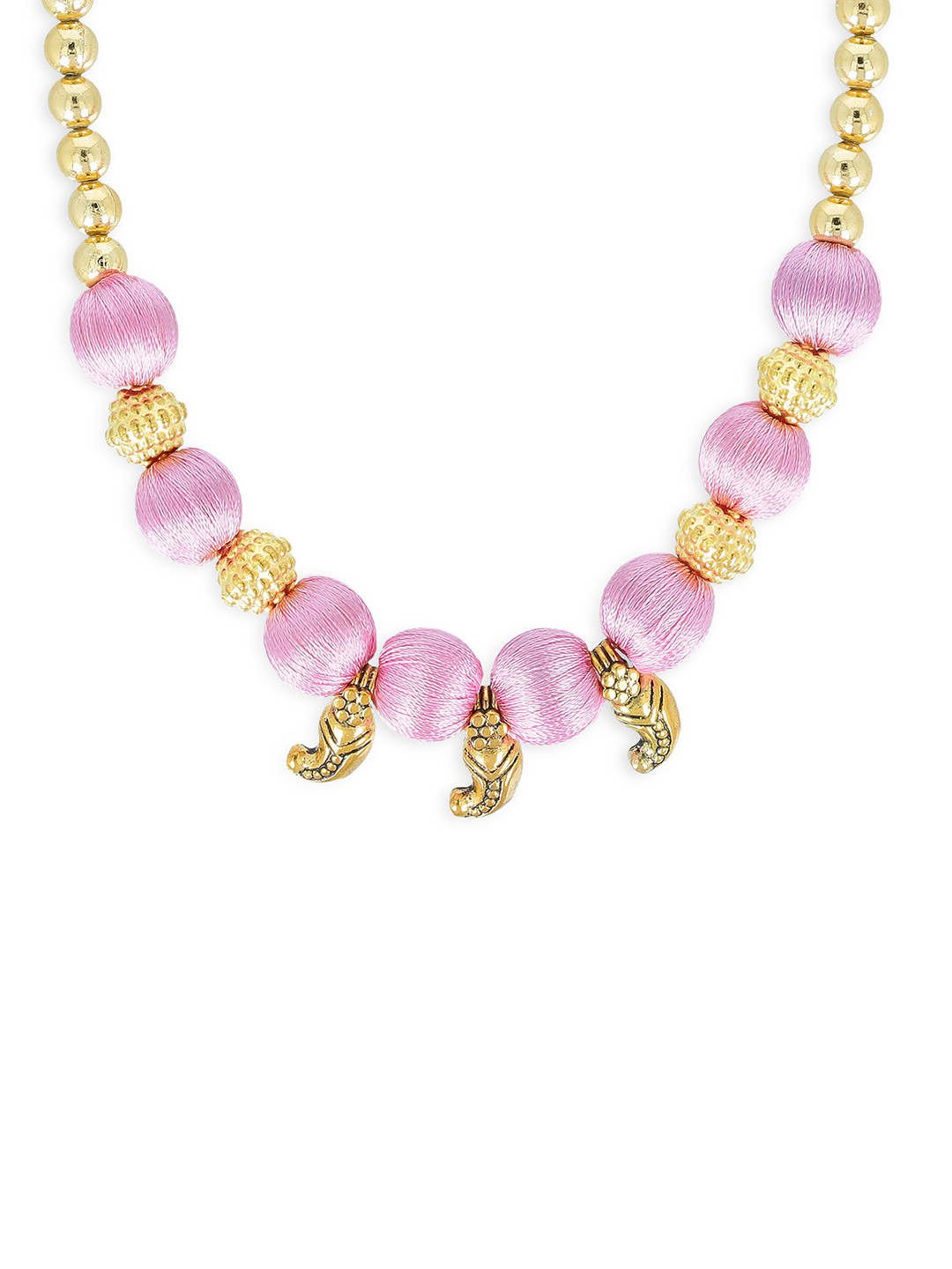 AKSHARA Girls Gold-Toned & Rose Synthetic Handcrafted Necklace
