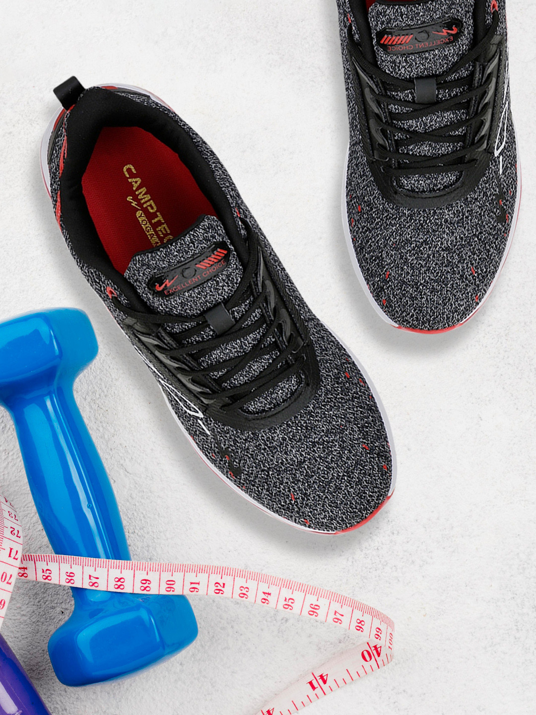 Campus Men LIVVE Black Mesh Running Shoes