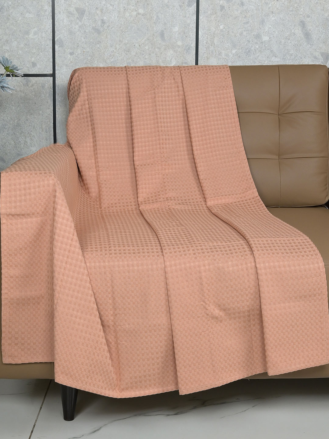 Saral Home Camel Brown Textured Sofa Throw