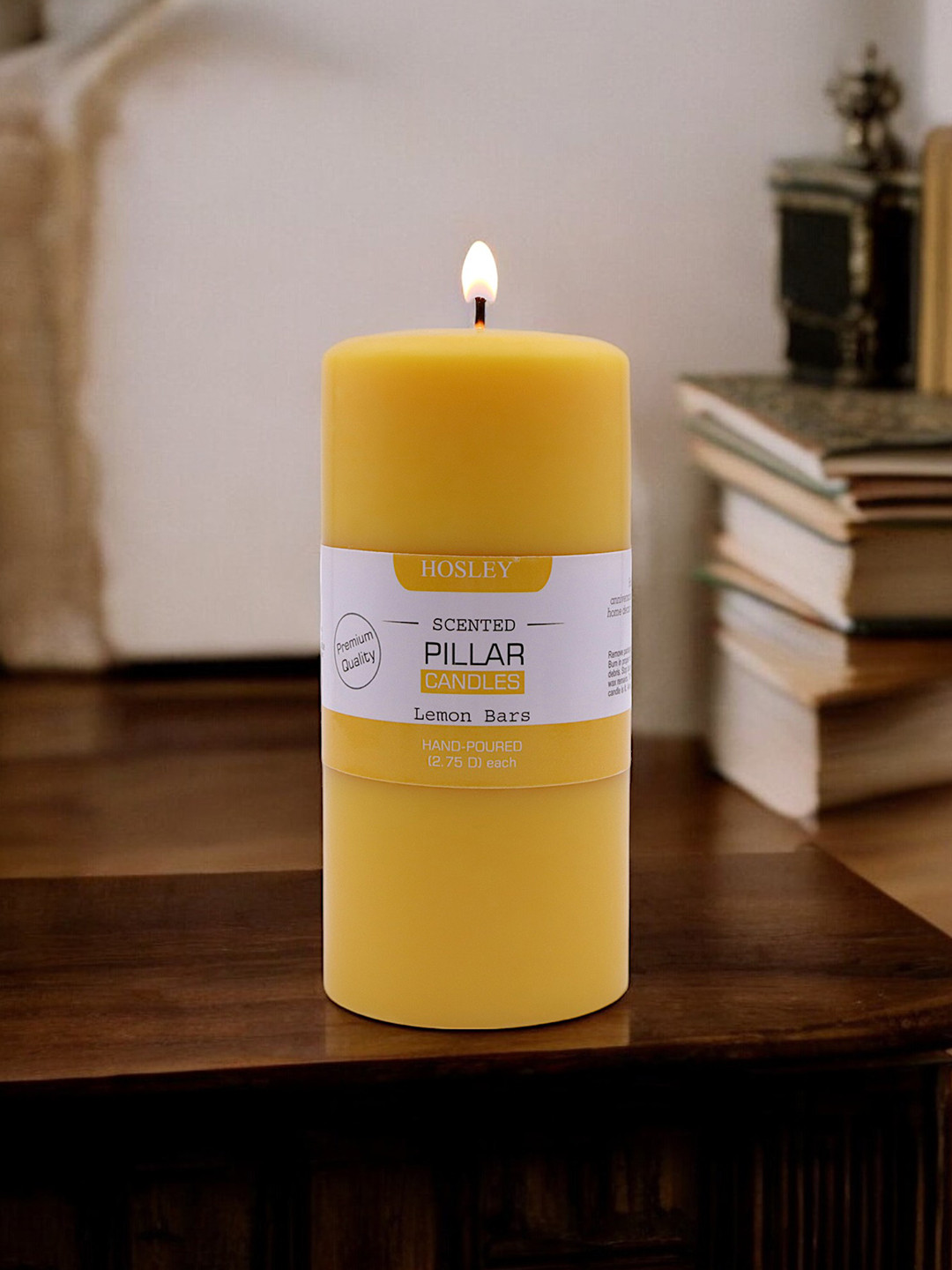HOSLEY Highly Fragranced Scented 1 Wick Lemon Bars Solid Geometric Regular Pillar Candles