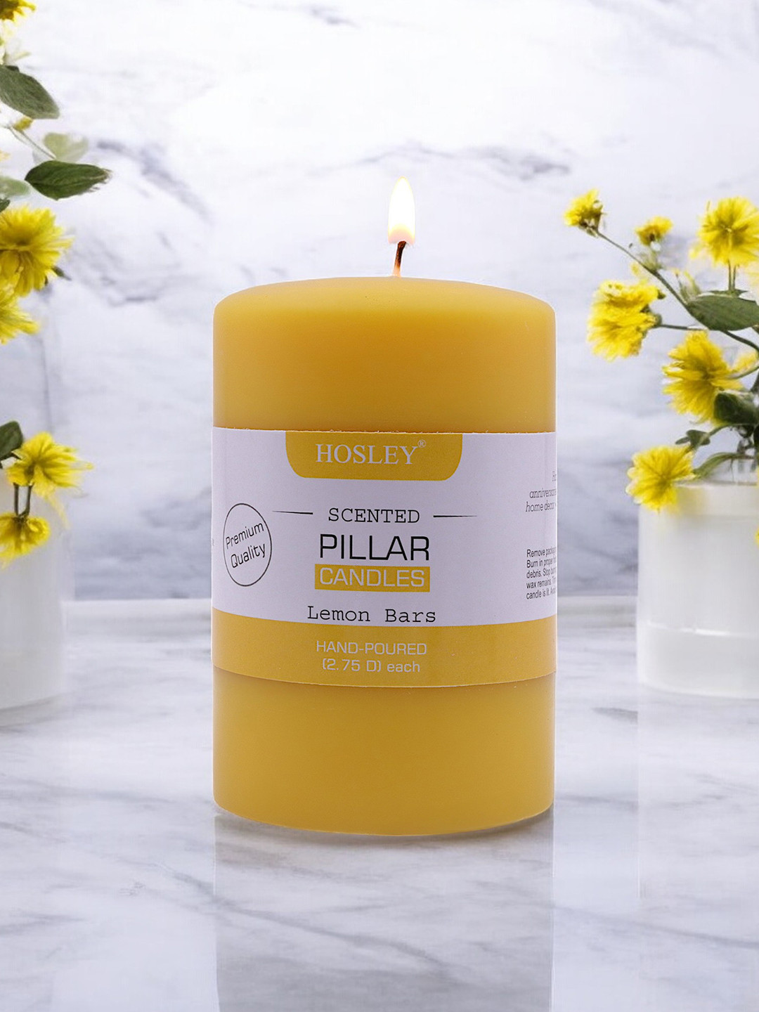 HOSLEY Highly Fragranced 1 Wick Hazelnut Creme Solid Geometric Regular Pillar Candles