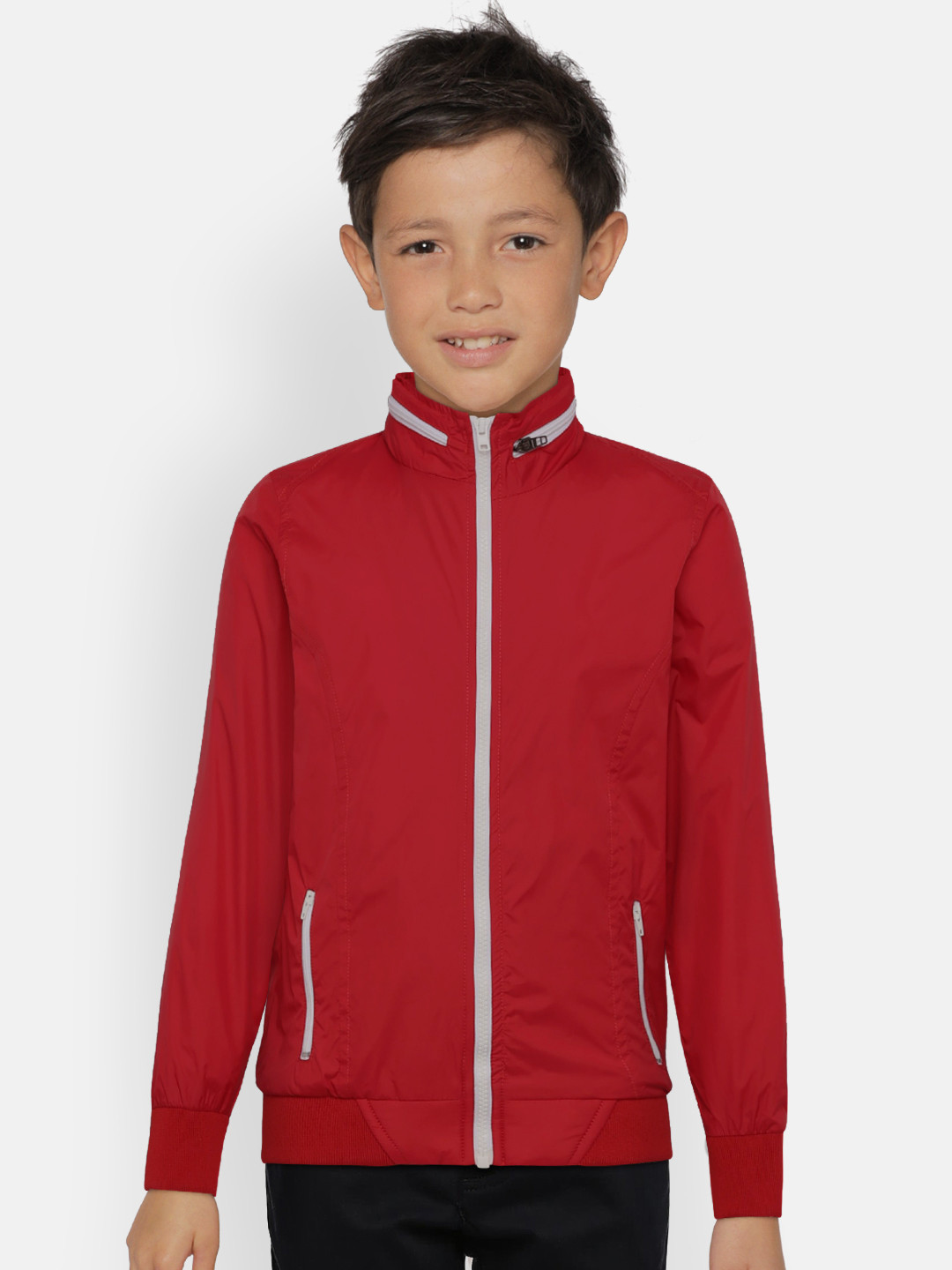 Allen Solly Junior Boys Red Solid Windcheater Jacket