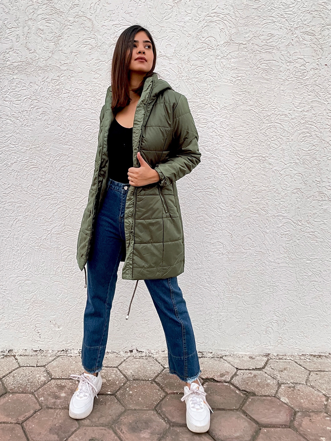 Olive green cheap down jacket womens