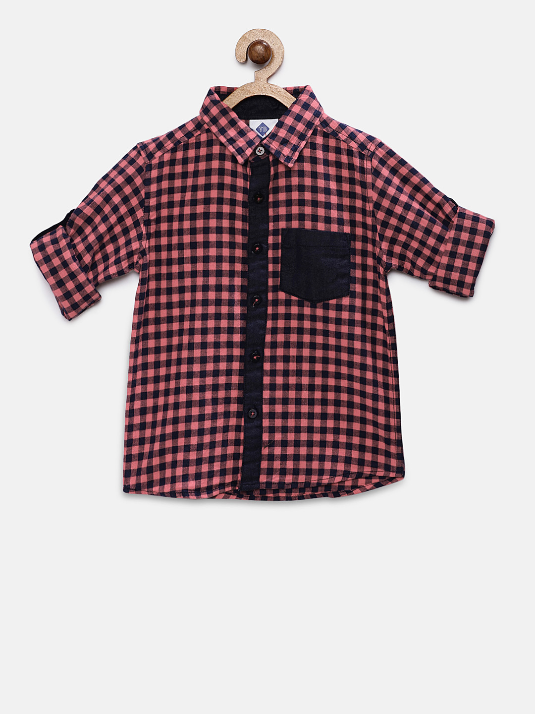 TONYBOY Boys Orange & Black Regular Fit Checked Casual Shirt