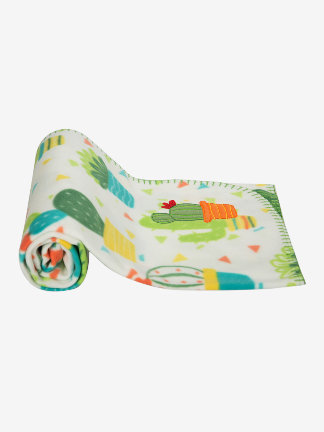 MeeMee White & Green Cartoon Characters Mild Winter 300 GSM Single Bed Blanket