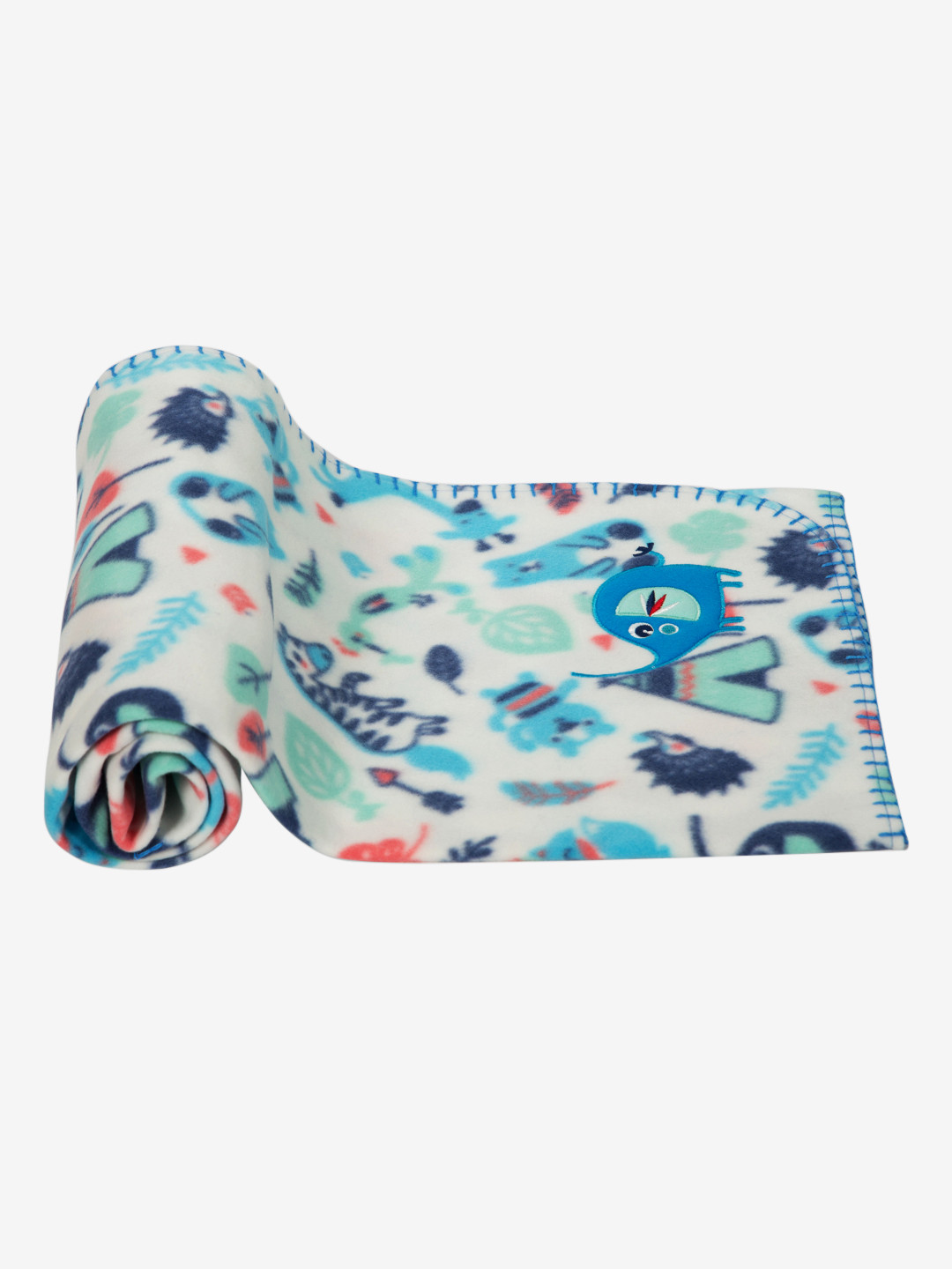 MeeMee White & Blue Cartoon Characters Mild Winter 300 GSM Single Bed Blanket