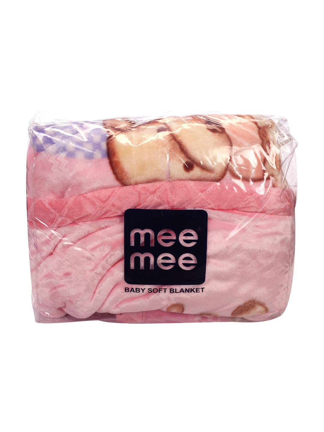 MeeMee Pink & White Cartoon Characters Mild Winter 400 GSM Double Bed Blanket