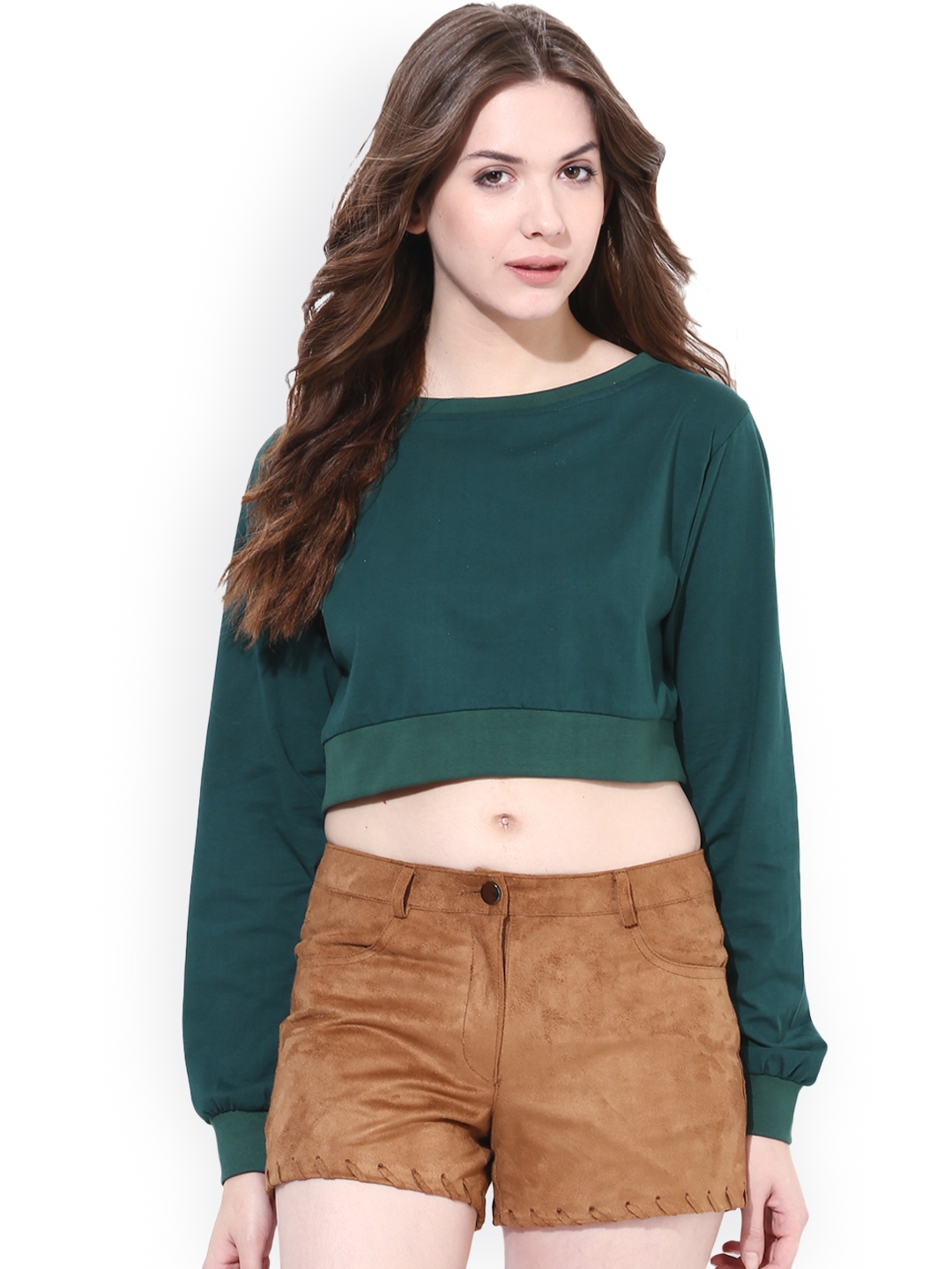 Buy Miss Chase Green Loose Fit Crop Top - Tops for Women 1083649 ...