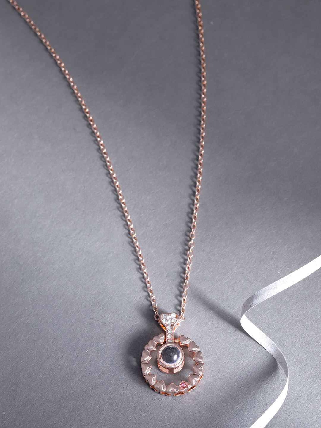 Jewels Galaxy Rose Gold Plated Stone Studded Handcrafted Minimal Necklace