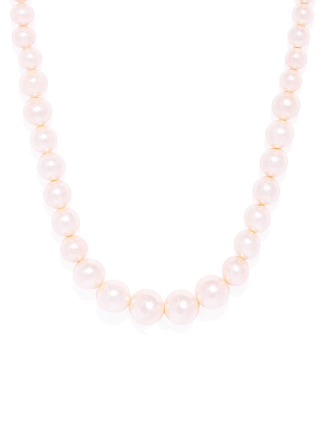 Mahi Pink Glass Beads Alloy Rhodium-Plated Choker Necklace