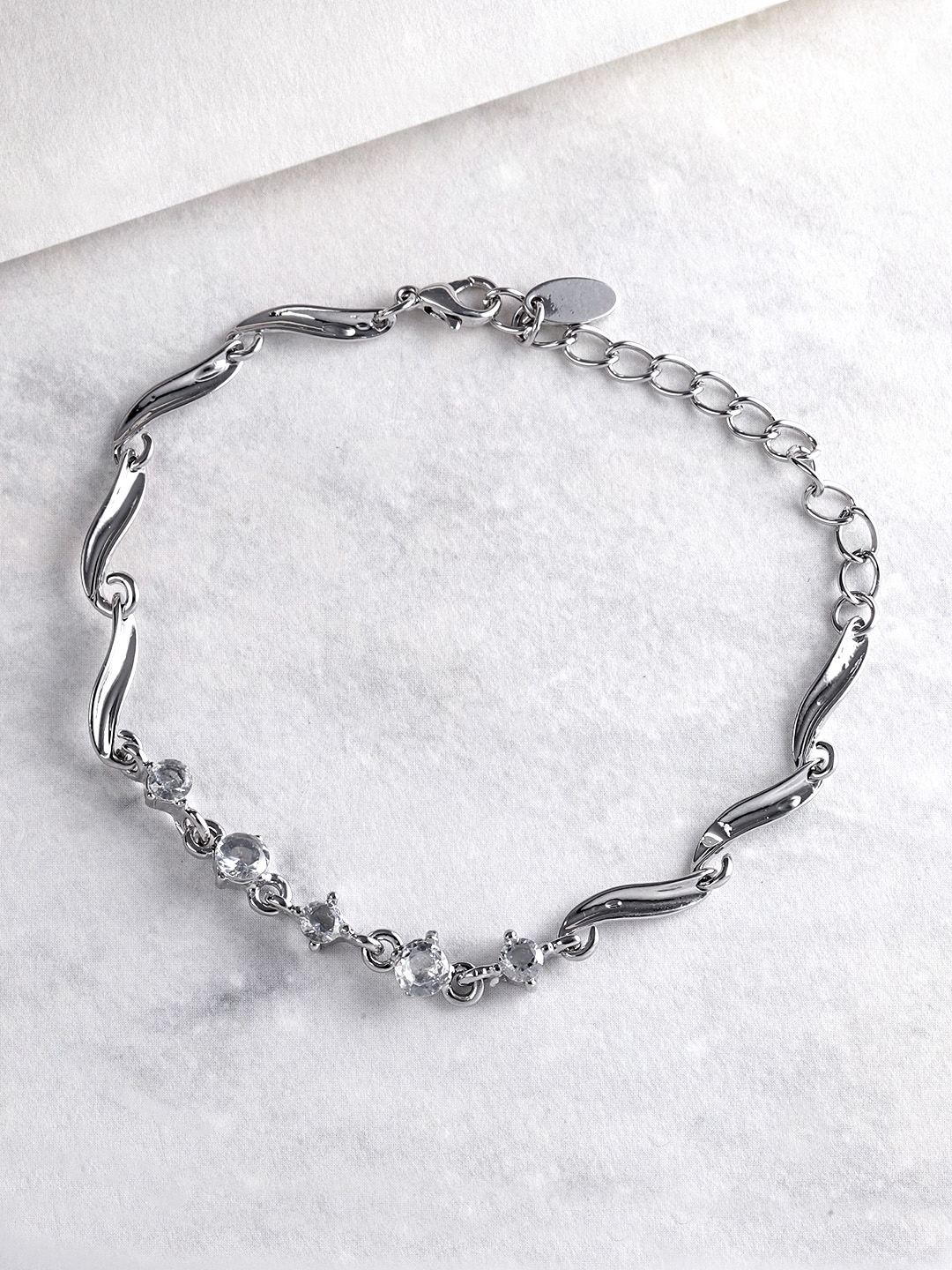 Peora Austrian Crystal Studded Sterling Silver Plated Link Chain Adjustable  Bracelet Stylish PX8B26 Buy Peora Austrian Crystal Studded Sterling  Silver Plated Link Chain Adjustable Bracelet Stylish PX8B26 Online at  Best Price in