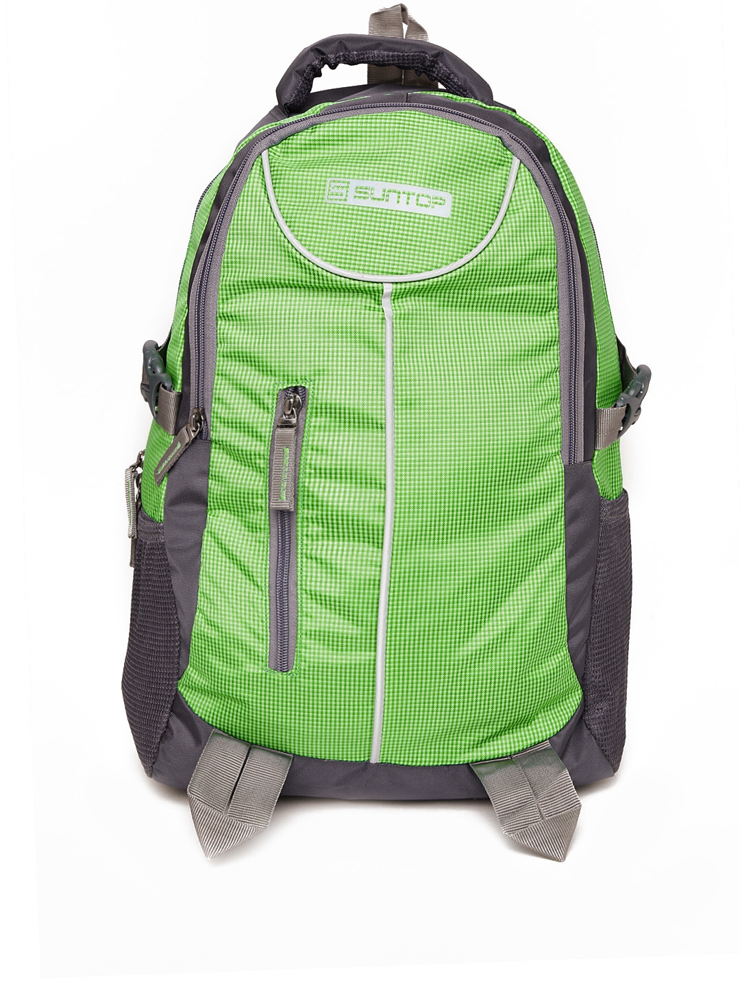 Suntop Unisex Green Grey Checked Laptop Backpack