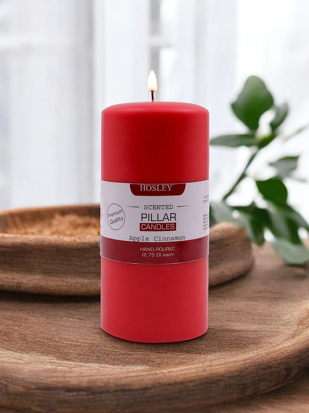 HOSLEY Highly Fragranced 1 Wick Apple Cinnamon Solid Geometric Regular Pillar Candles