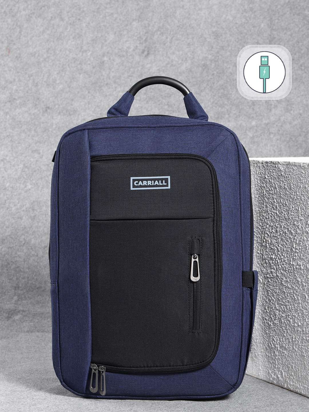 CARRIALL Unisex Blue & Black Colourblocked Minch Laptop Backpack
