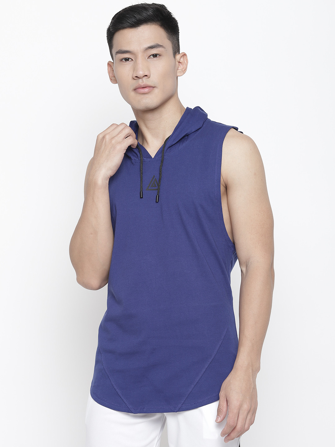 Aesthetic Bodies Men Blue Solid Hooded T-shirt