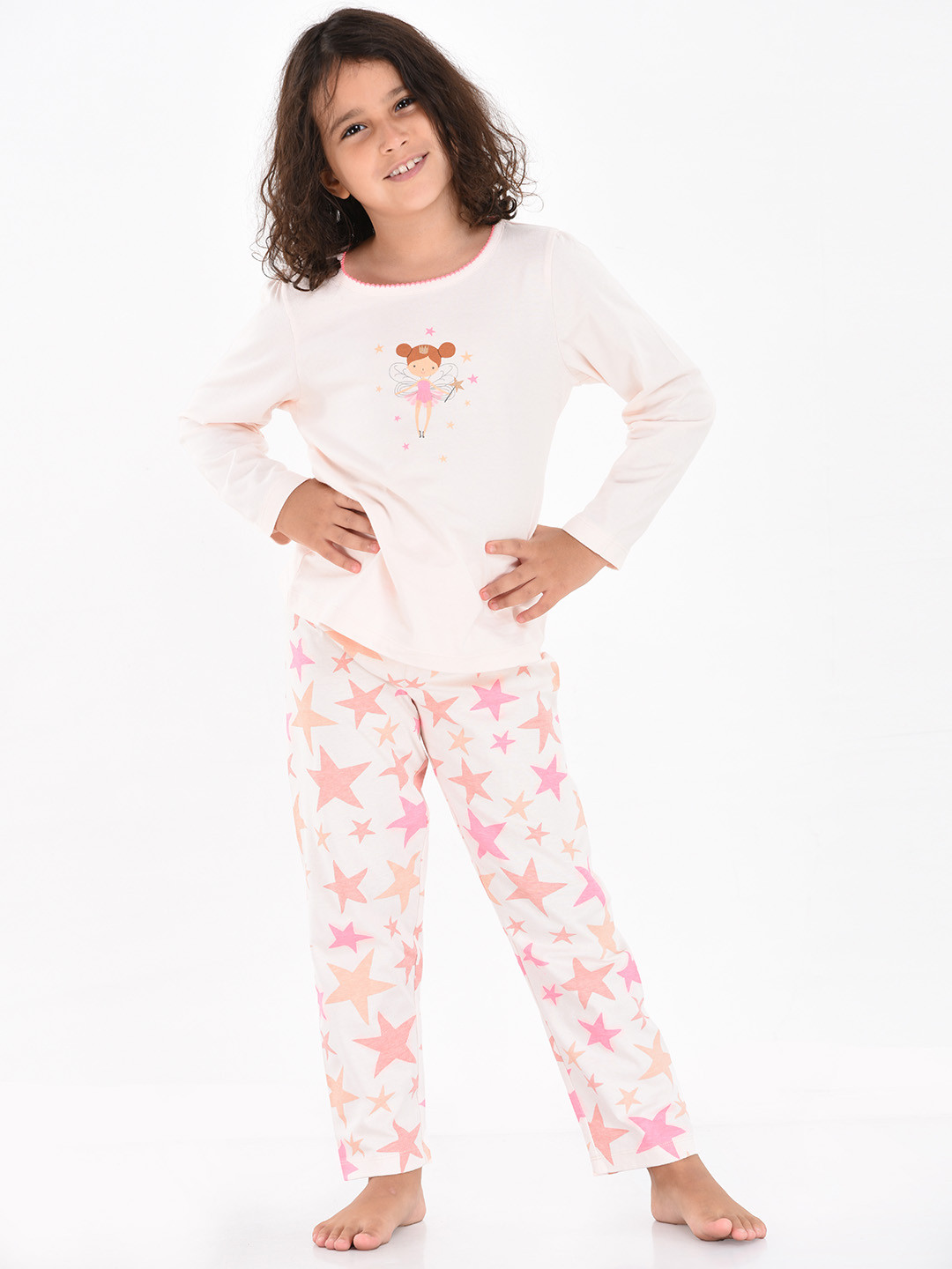 mackly Girls Peach-Coloured Printed Night suit IPW-05-12-18
