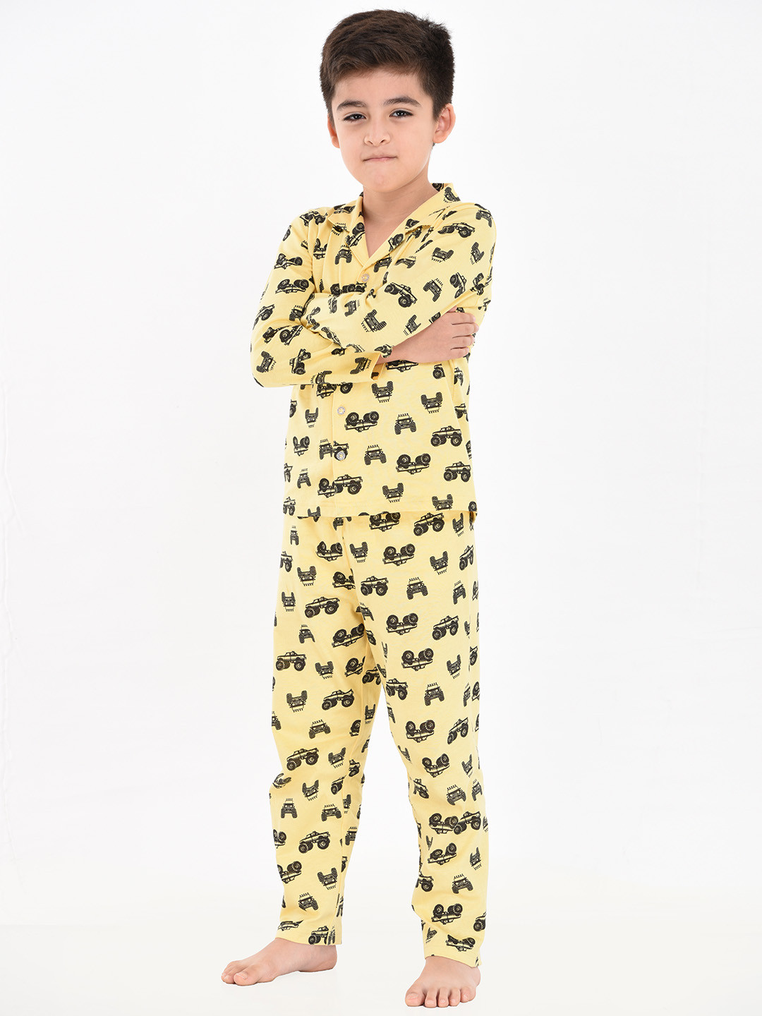 mackly Boys Yellow Printed Night suit