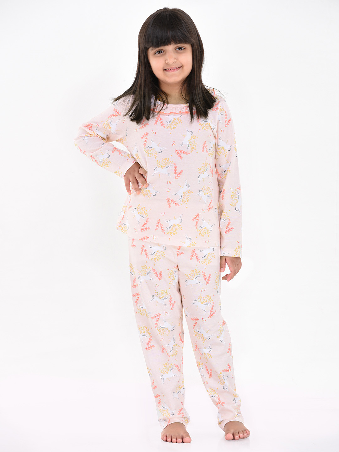 mackly Girls Pink Printed Night suit IPW-03