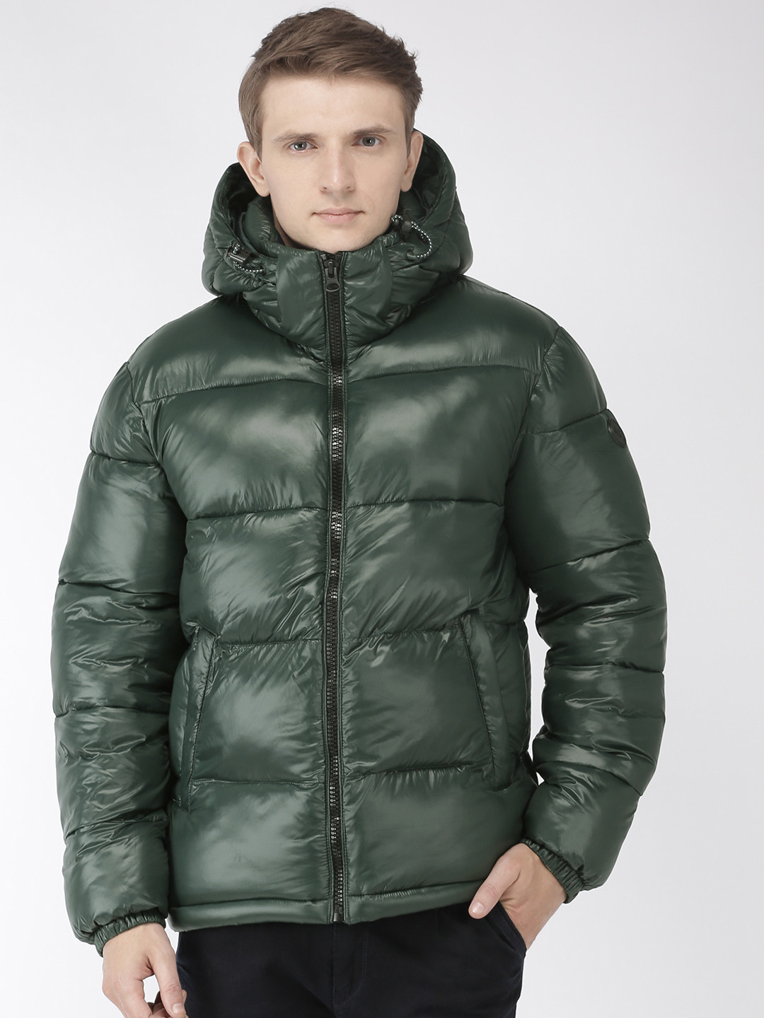 Celio Men Olive Green Solid Puffer Jacket