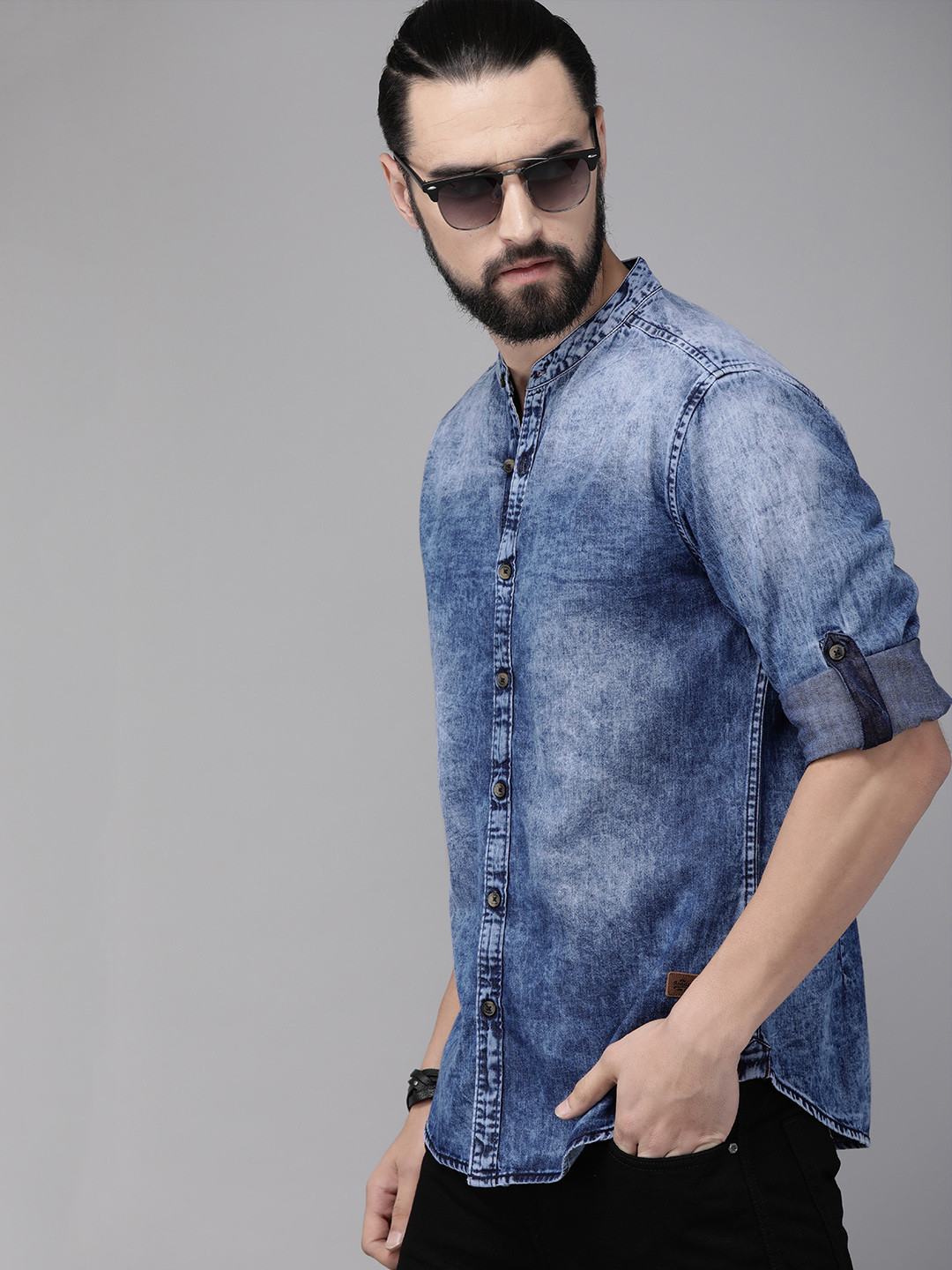 Roadster Men Blue Regular Fit Faded Casual Shirt