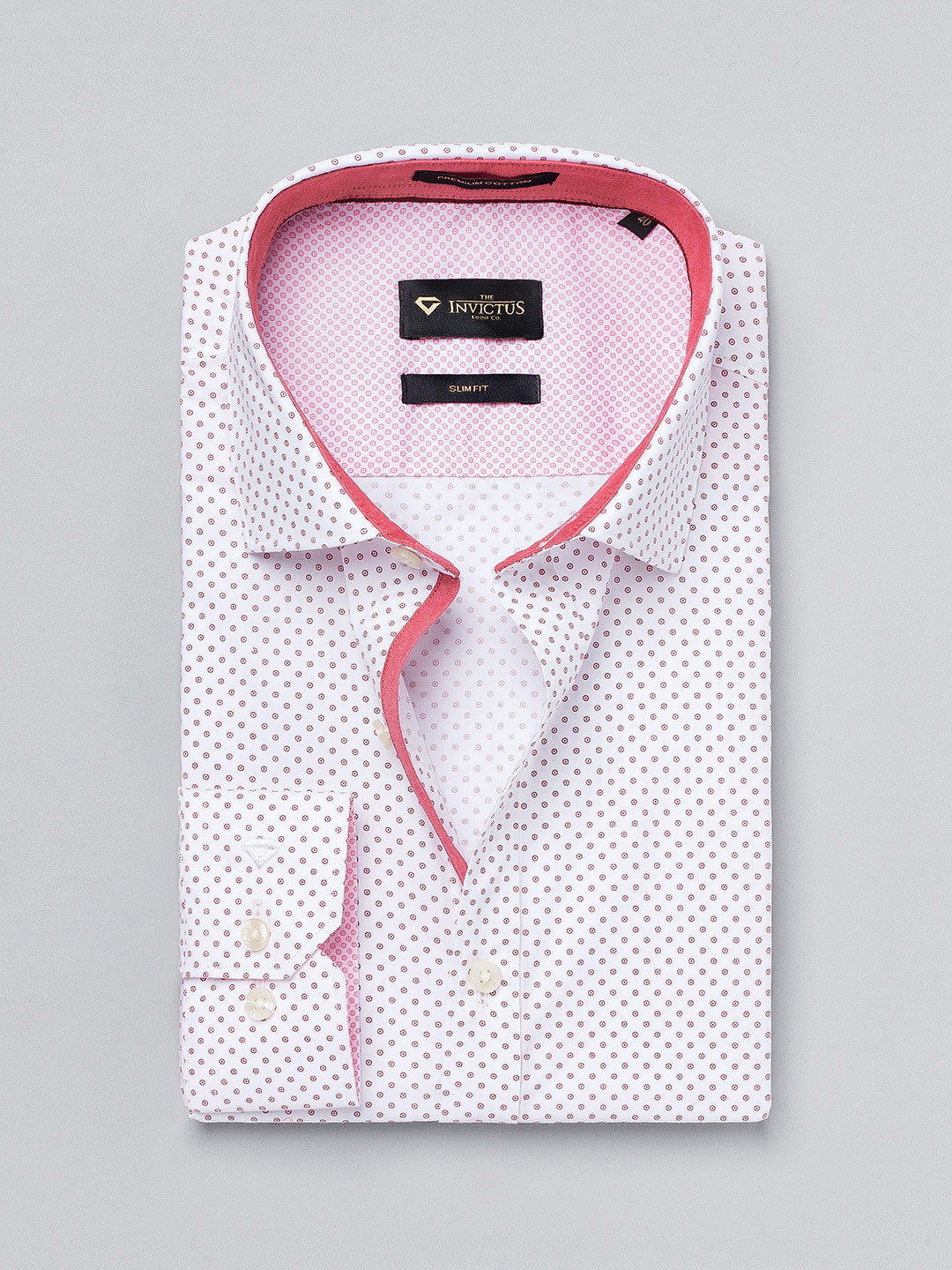 INVICTUS White Printed Slim Sustainable Formal Shirt