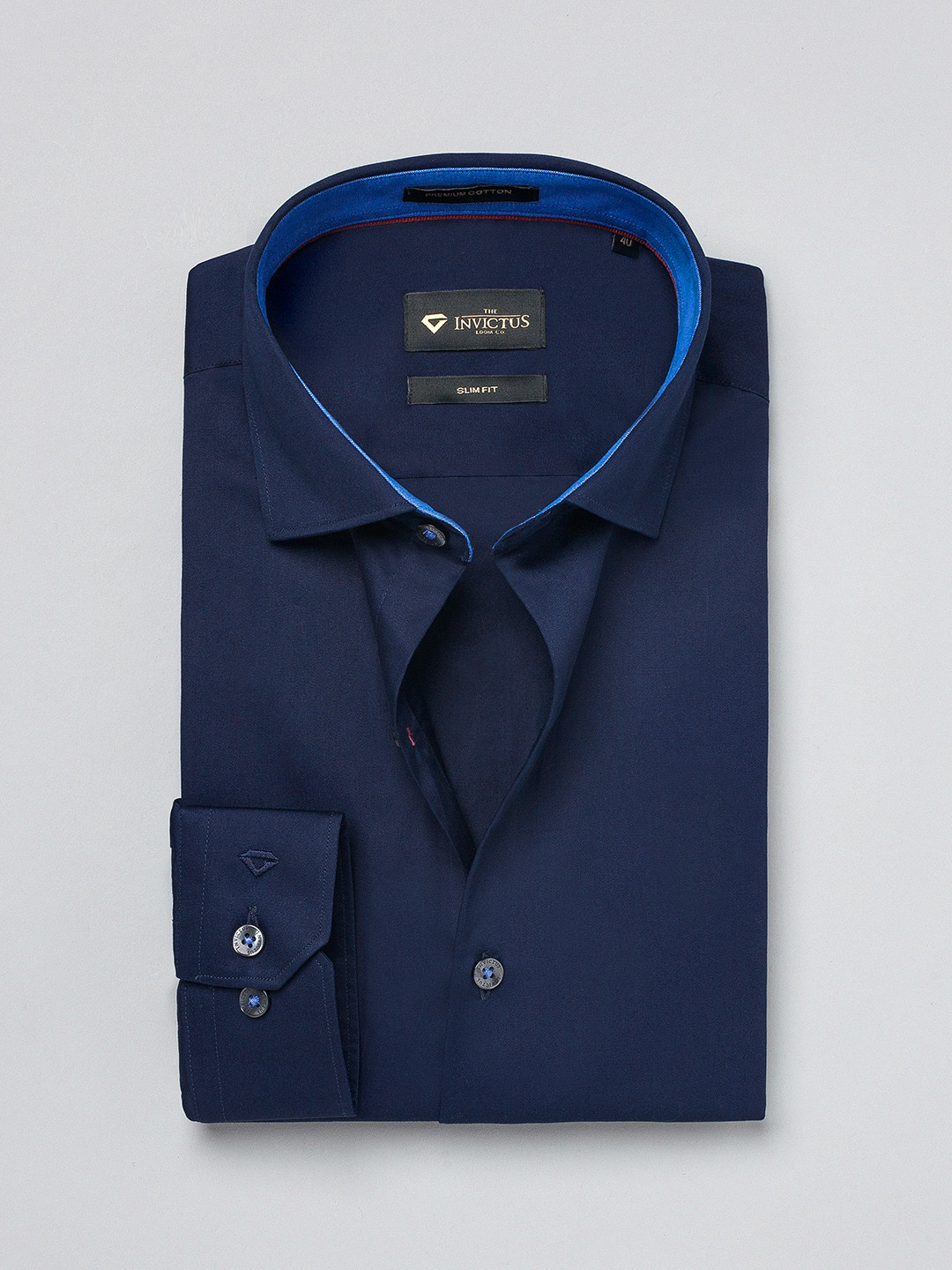 INVICTUS Navy Slim Fit Formal Shirt